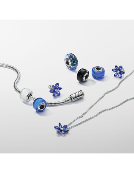 PANDORA | Funklende Blå Herbarium Klynge Halskæde med vedhæng