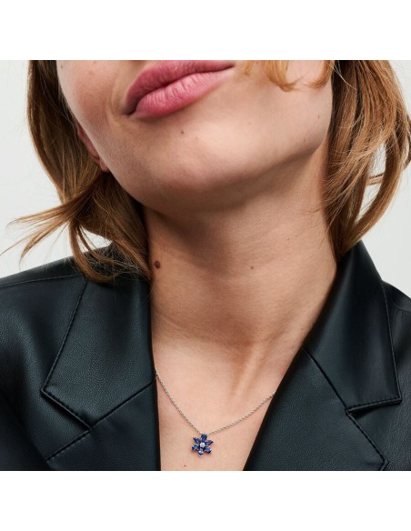 PANDORA | Funklende Blå Herbarium Klynge Halskæde med vedhæng