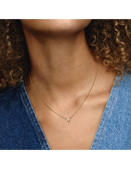 PANDORA | Tredobbelt Stenhjerte Collier-Halskæde