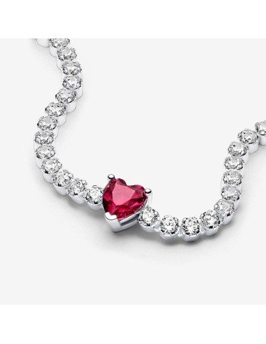 PANDORA | Rødt Funklende Hjerte Tennisarmbånd