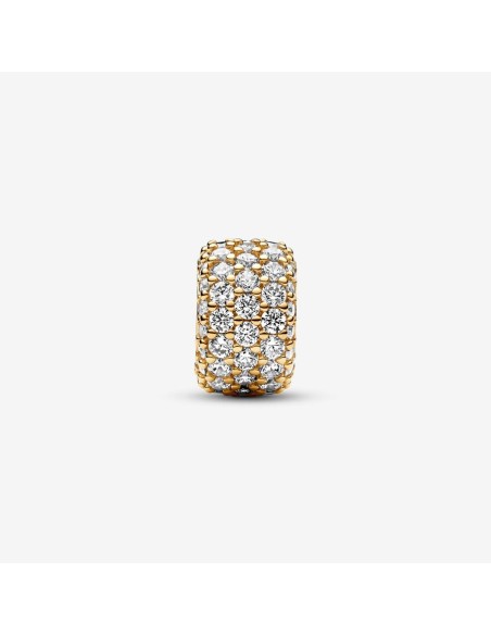 PANDORA Funklende Pavé Tredobbelt Række Charm | Glimtende Elegance