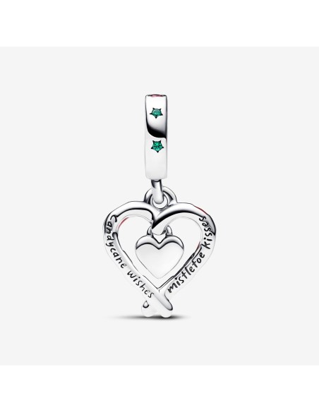 PANDORA | Double Candy Cane Heart Christmas Charm med vedhæng PANDORA | Double Candy Cane Heart Christmas Charm med vedhæng