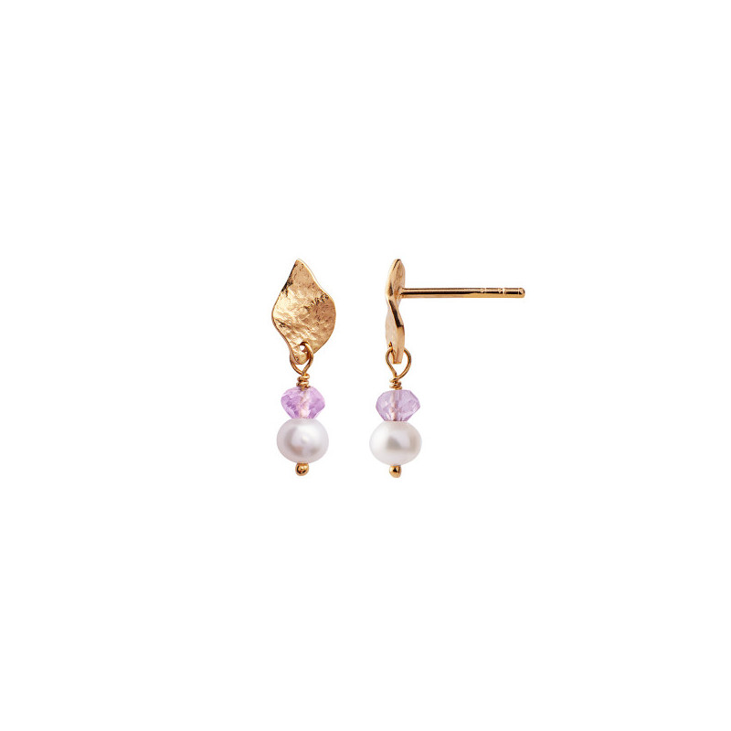 kollektion Køb Forskelle STINE A ILE DE L'AMOUR WITH PEARL AND LIGHT AMETHYST EARRING GOLD