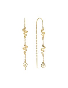 LUND COPENHAGEN | Marguerit ørehænger bølge 1x5 mm 24kt forgyldt hvid emajle 925