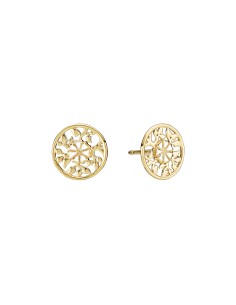 LUND COPENHAGEN | Marguerit ørestik 1x5mm livets træ filigran 12 mm 24kt forgyldt hvid emalje 925