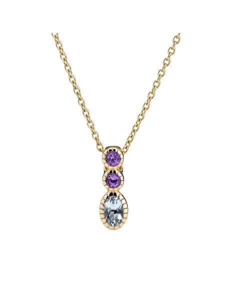 LUND COPENHAGEN | Collier med ametyst 3mm og topaz 6x4 mm 45-48 cm 333