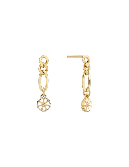 LUND COPENHAGEN | Marguerit ørestik figaro 5mm 24kt forgyldt hvid emajle 925