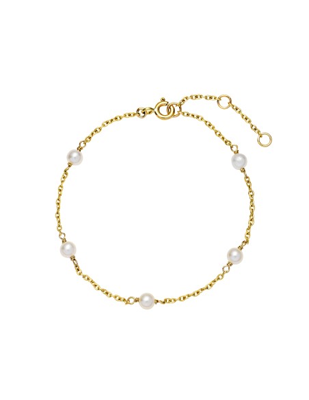 LUND COPENHAGEN | Armbånd med 5 ferskvandsperler 4-4,5mm 16-17,5-19cm 333