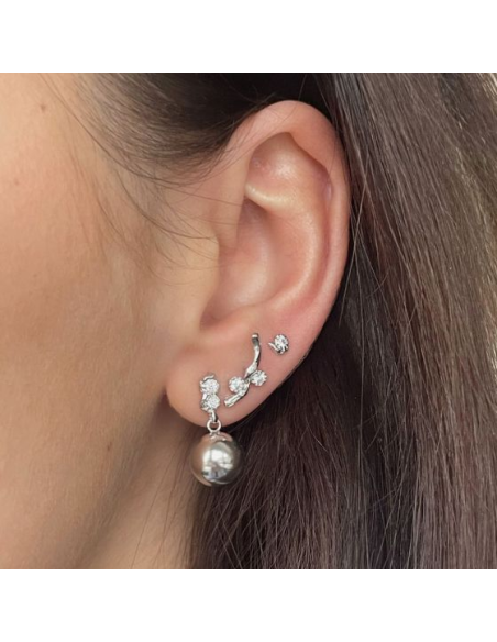 STINE A | TWIN FLOW & DISCO BALL EARRING SILVER - SINGLE STINE A | TWIN FLOW & DISCO BALL EARRING SILVER - SINGLE