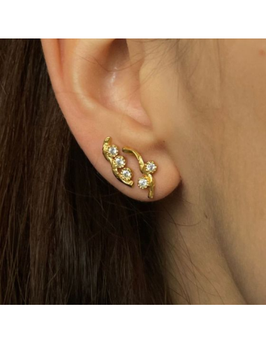 STINE A | FLOW EARRING WITH THREE STONES - SINGLE