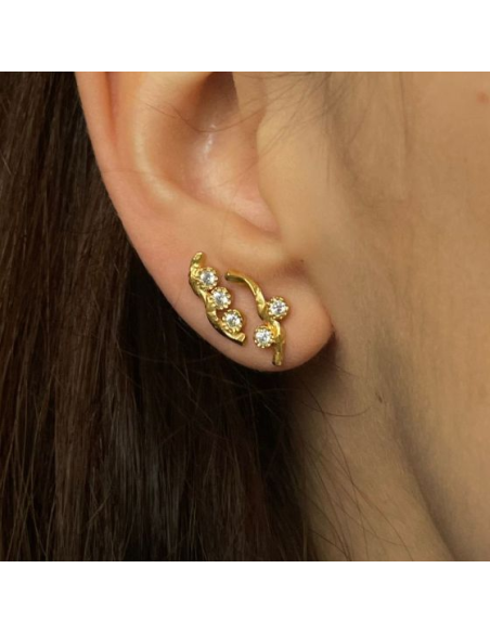 STINE A | FLOW EARRING WITH THREE STONES - SINGLE STINE A | FLOW EARRING WITH THREE STONES - SINGLE