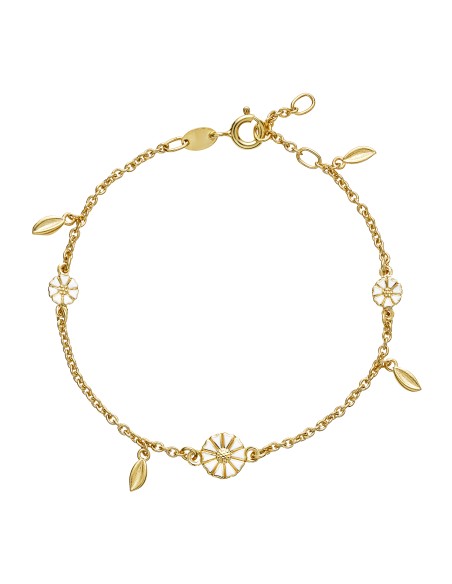 Lund Copenhagen| Marguerit Armbånd m. Blade Sølv Forgyldt