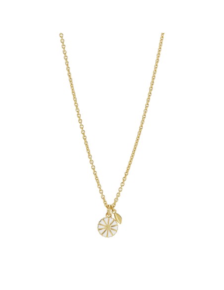 Lund Copenhagen | Marguerit Collier 9mm m. Blad Sølv Forgyldt45-48cm