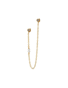 STINE A | TWIN FLOW EARRING WITH STONES, CHAIN & PEARLS - SINGLE