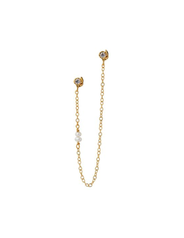 STINE A | TWIN FLOW EARRING WITH STONES, CHAIN & PEARLS - SINGLE