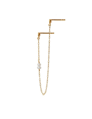 STINE A | TWIN FLOW EARRING WITH STONES, CHAIN & PEARLS - SINGLE