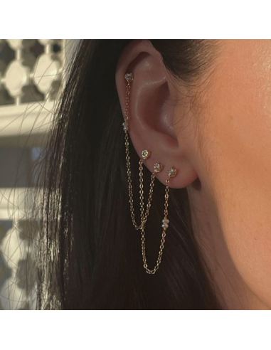 STINE A | TWIN FLOW EARRING WITH STONES, CHAIN & PEARLS - SINGLE
