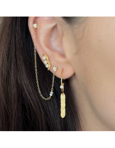 STINE A | TWIN FLOW EARRING WITH STONES, CHAIN & PEARLS - SINGLE