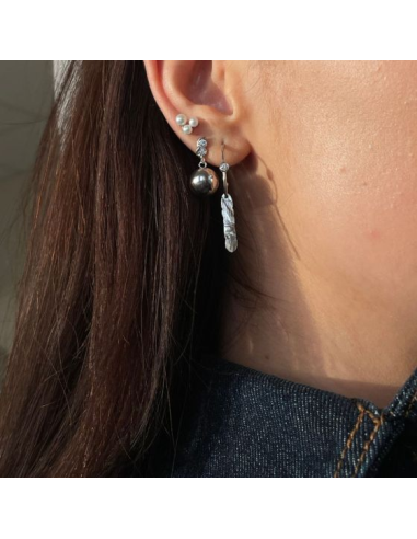 STINE A | THREE PEARL BERRIES EARRING SILVER - SINGLE