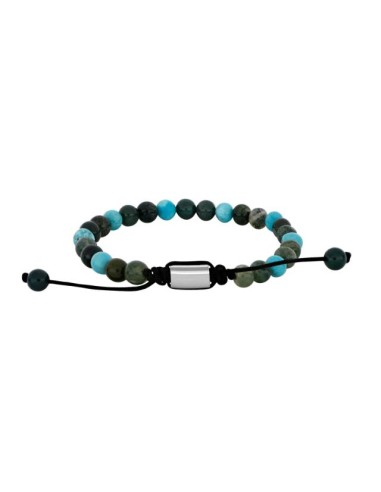 SON OF NOA | SON armbånd moss agate/turkis og stål 6mm