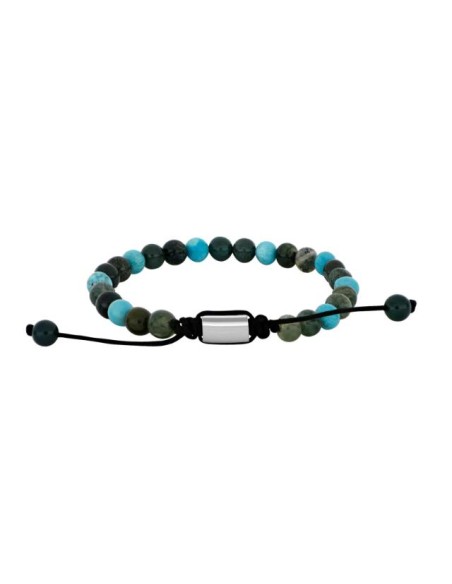 SON OF NOA | SON armbånd moss agate/turkis og stål 6mm