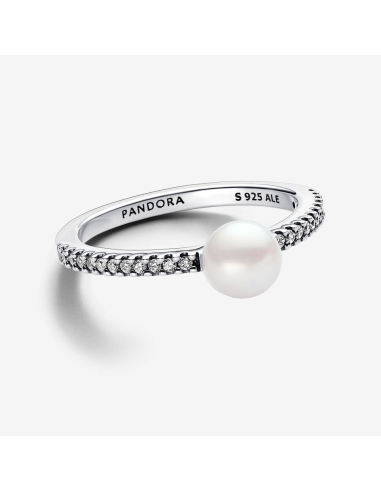 PANDORA | Behandlet Ferskvandskulturperle og Pavé ring