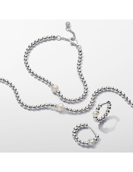 PANDORA | Behandlet Ferskvandskulturperle og Kugle Armbånd