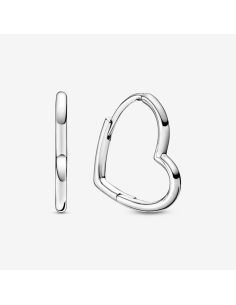 PANDORA | Small asymmetric heart sterling silver hoop earrings