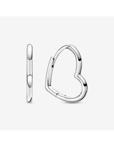PANDORA | Small asymmetric heart sterling silver hoop earrings