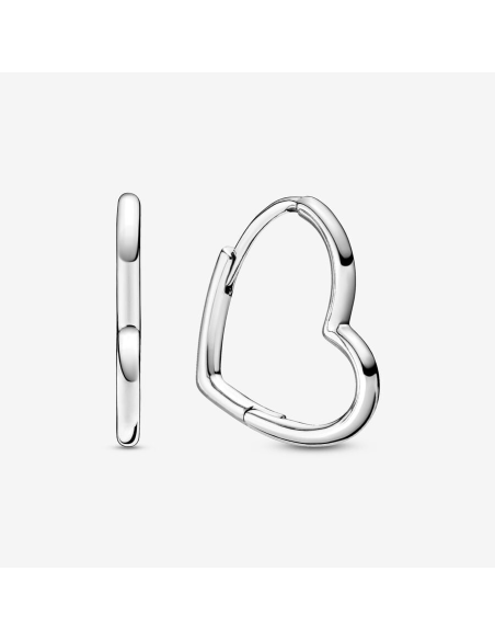 PANDORA | Small asymmetric heart sterling silver hoop earrings