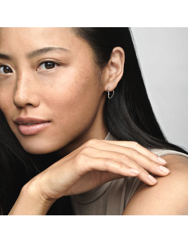 PANDORA | Small asymmetric heart sterling silver hoop earrings