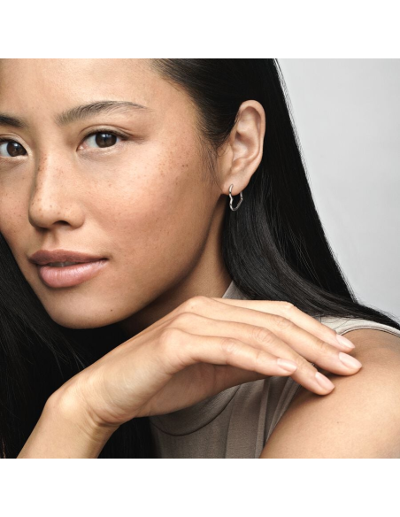 PANDORA | Small asymmetric heart sterling silver hoop earrings