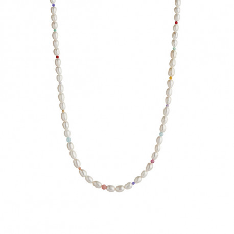 STINE A WHITE PEARLS AND CANDY STONES NECKLACE GOLD