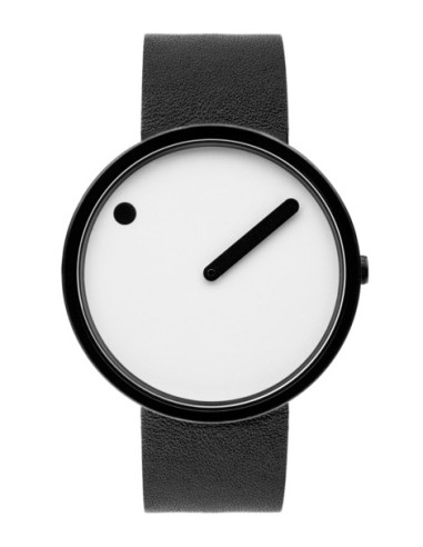 PICTO | HVID URSKIVE / SORT LÆDERREM 40 mm