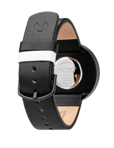 PICTO | HVID URSKIVE / SORT LÆDERREM 40 mm PICTO | HVID URSKIVE / SORT LÆDERREM 40 mm