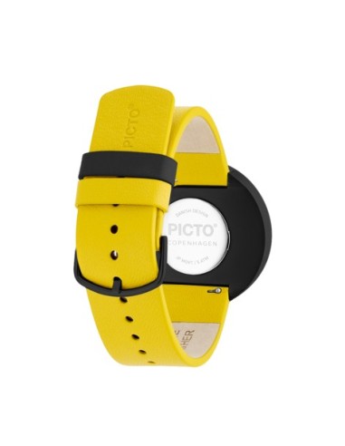 PICTO | 40 MM / SORT URSKIVE / KANARIEGUL LÆDERREM