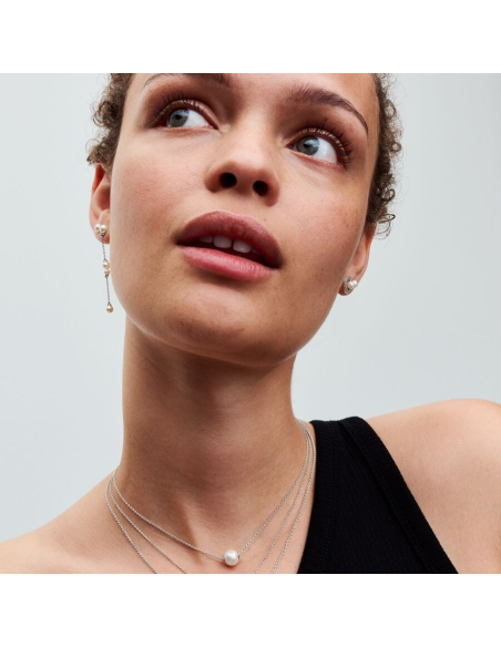 PANDORA | Ørestikker med Behandlet Ferskvandskulturperle og Pavé Halo