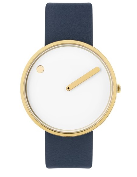 PICTO | 40 MM / HVID URSKIVE / MIDNATSBLÅ LÆDERREM PICTO | 40 MM / HVID URSKIVE / MIDNATSBLÅ LÆDERREM