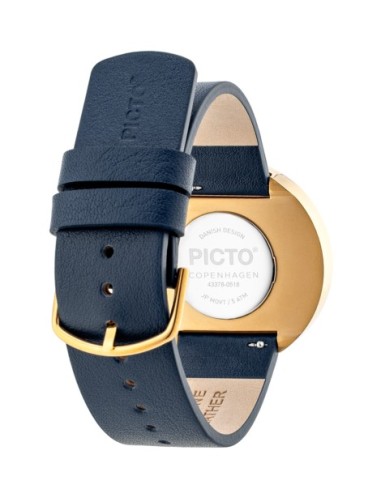 PICTO | 40 MM / HVID URSKIVE / MIDNATSBLÅ LÆDERREM