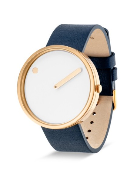 PICTO | 40 MM / HVID URSKIVE / MIDNATSBLÅ LÆDERREM PICTO | 40 MM / HVID URSKIVE / MIDNATSBLÅ LÆDERREM