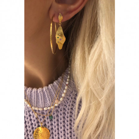 STINE A DANGLING ILE DE L'AMOUR ERRING WITH STONES GOLD