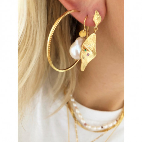 STINE A DANGLING ILE DE L'AMOUR ERRING WITH STONES GOLD