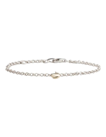 NOA KIDS JEWELLERY | Rhod. sølvbørnearmbånd m/8 karat guldhjerte