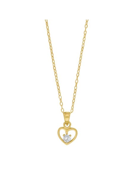 NOA KIDS JEWELLERY | Forg. sølvvedhæng hjerte m/cz inkl. kæde