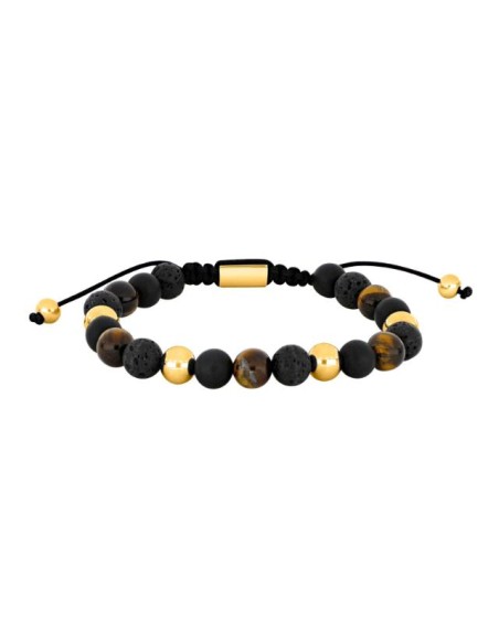 SON OF NOA | SON armbånd sort agate/lava/tigerøje og IP gold