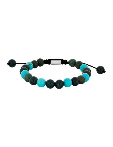 SON OF NOA | SON armbånd moss agate/turkis og stål 8mm