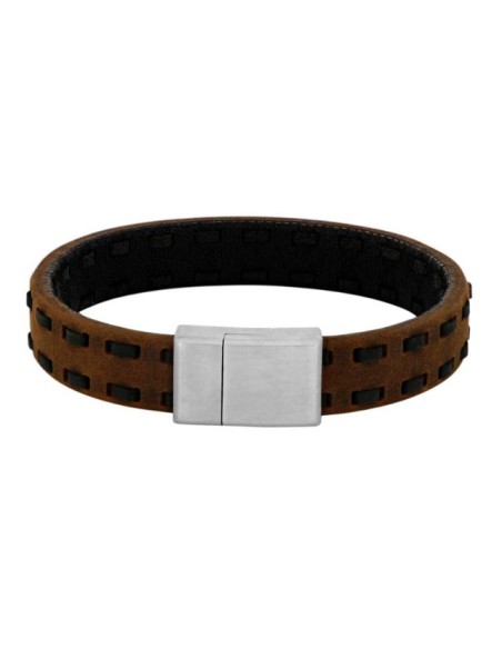 SON AF NOA | SON armbånd brun m/sort kalveskind 21cm