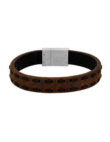 SON AF NOA | SON armbånd brun m/sort kalveskind 21cm