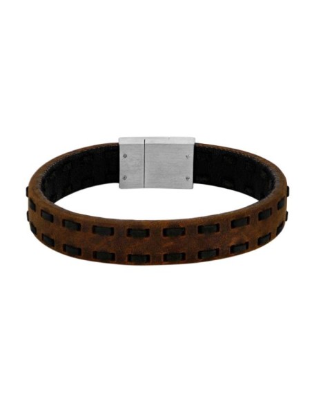 SON AF NOA | SON armbånd brun m/sort kalveskind 21cm