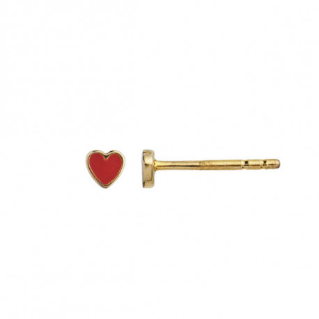 STINE A PETIT LOVE HEART RED CORAL ENAMEL GOLD